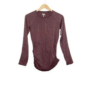 Athleta Speedlight Glow Top Red Maroon Long Sleeve Size Small